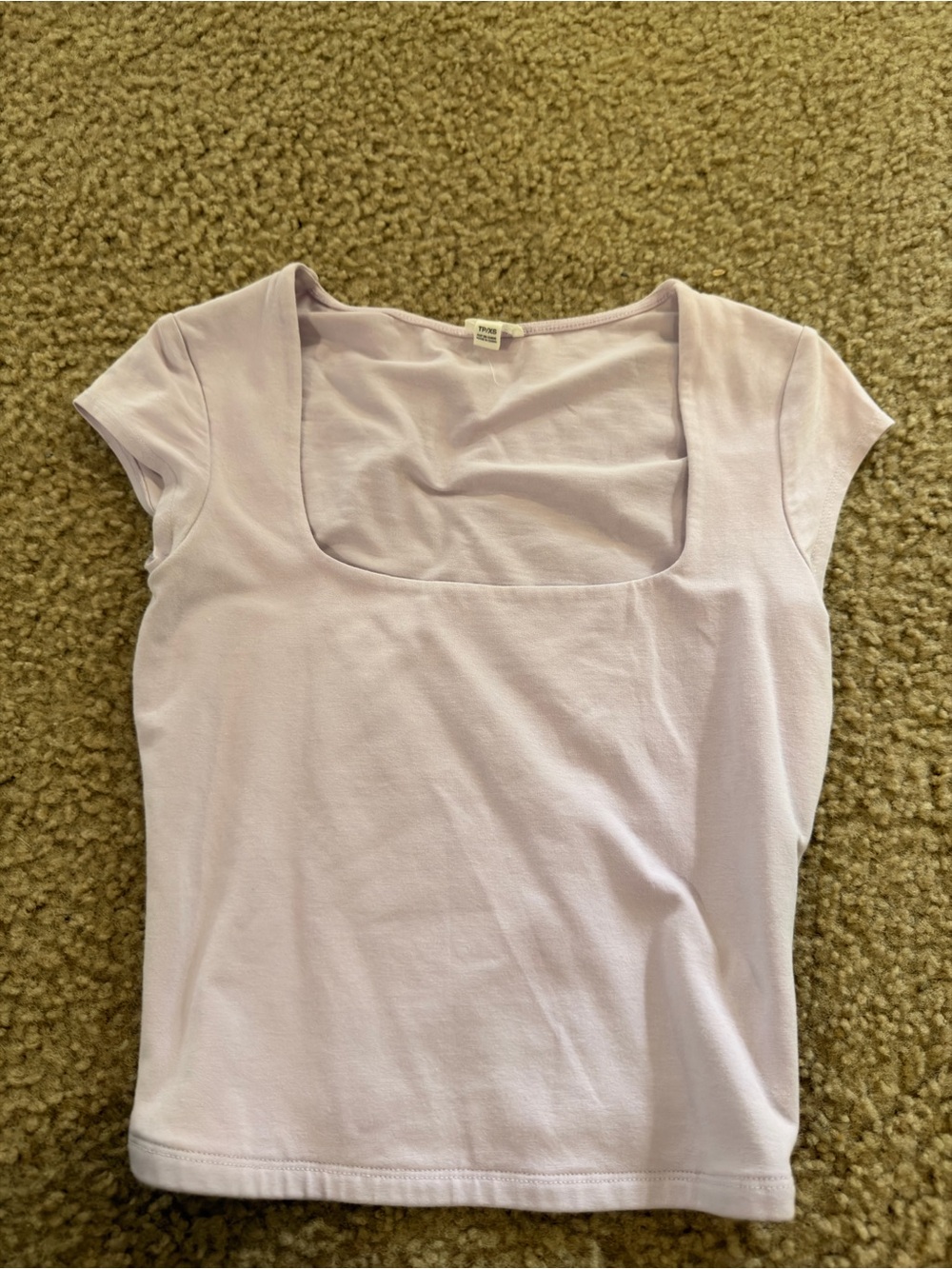 Garage Lavender Scoop Neck Cap Sleeve Crop Top